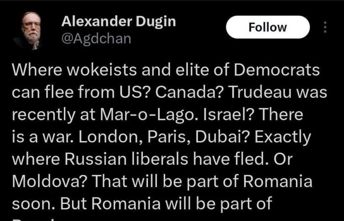 Oui, l’idéologue russe Alexandre Douguine a parlé d’une éventuelle inclusion de la Roumanie dans un bloc allié à la Russie.