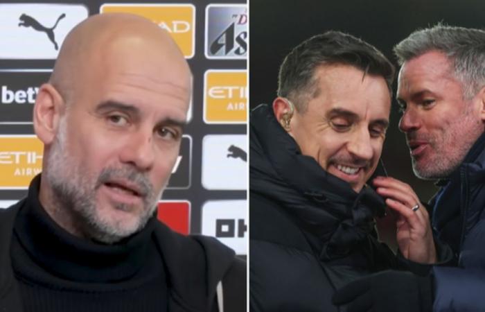 Pep Guardiola riposte à Jamie Carragher et Gary Neville suite aux affirmations « ridicules » des experts de Sky Sports – Man Utd