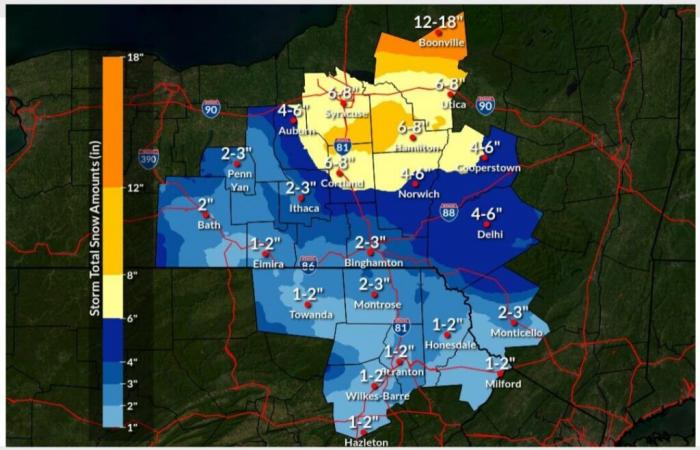 Attendez-vous à 5 à 8 pouces de neige