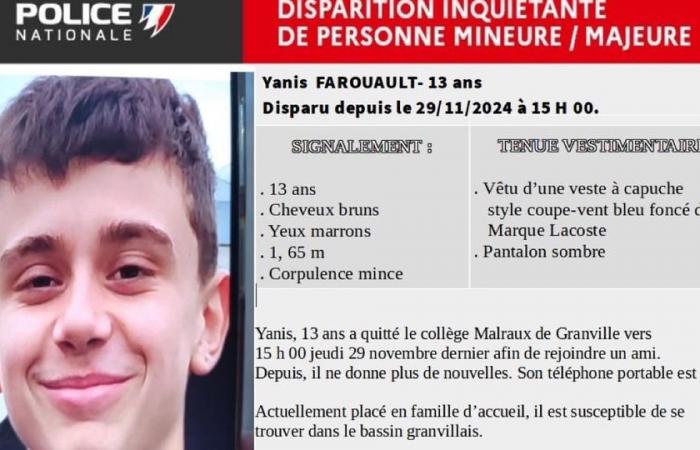 la police lance un avis de recherche pour retrouver Yanis, 13 ans