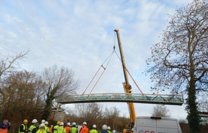 Une nouvelle passerelle installée avec succès dans cette commune du Cotentin