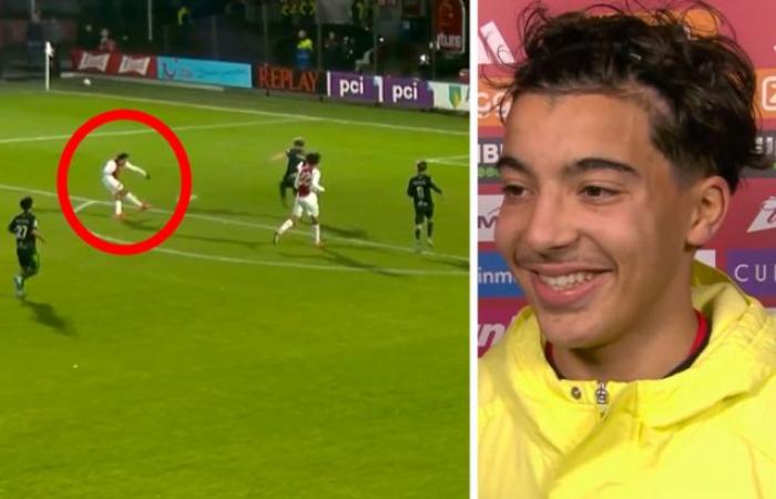 VIDÉO. Le talent belge Rayane Bounida n’a besoin que de onze minutes à peine pour marquer le premier (joli) but du Jong Ajax lors de ses débuts professionnels.