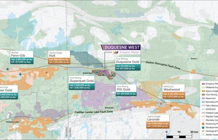 Résultats positifs pour le gisement aurifère Duquesne Ouest