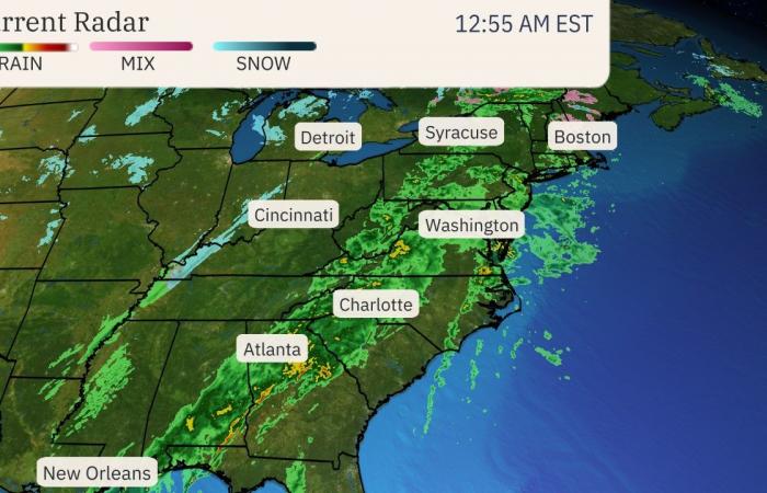 La tempête à l’Est apporte de fortes pluies, du vent et de la neige effet lac