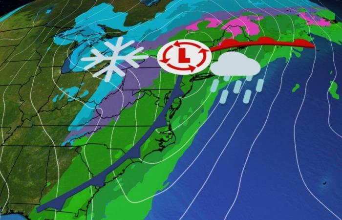 La tempête à l’Est apporte de fortes pluies, du vent et de la neige effet lac