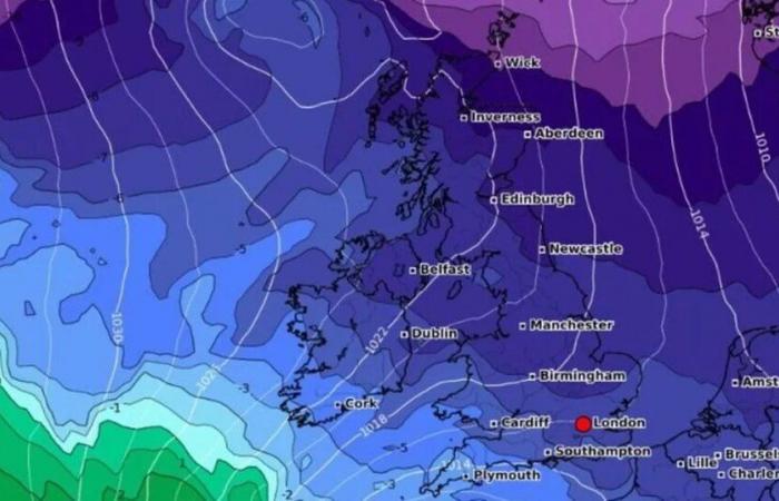 Une nouvelle carte météo montre qu’une explosion arctique de -14 °C devrait frapper à Noël – et il pourrait même neiger