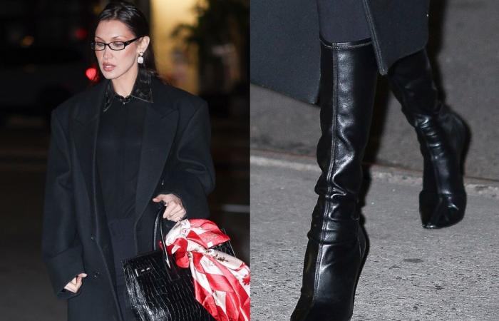 Bella Hadid enfile des bottes Pointy Femme LA pour un look hivernal monochrome et élégant à New York