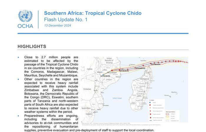 Cyclone Tropical Chido – Flash Update N°1, Au 13 décembre 2024 – Madagascar