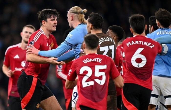 Harry Maguire, furieux, affronte Kyle Walker dans une énorme dispute alors que le choc de Man Utd à Man City sombre dans le chaos