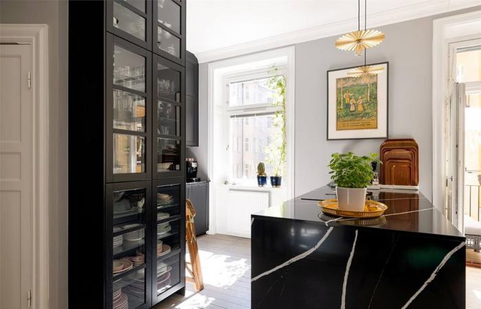 Un appartement de 53m2 à la décoration contrastée entre noir et rose