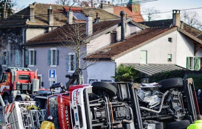 collision entre un tramway et un camion de pompiers à Onex