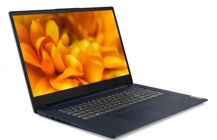 Promo 529 € Lenovo IdeaPad 3 17ALC6 (82KV00L0FR), PC portable Bleu 17″ pas cher, confortable fin et léger évolutif avec 12 Go de RAM et AMD Ryzen 7 Octo Core