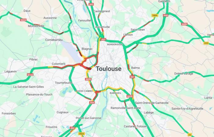 Des embouteillages s’installent sur le périphérique de Toulouse ce mardi soir