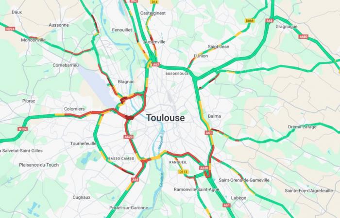 Des embouteillages s’installent sur le périphérique de Toulouse ce mardi soir