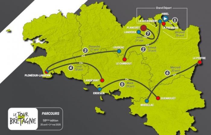 Vélo. Tour de Bretagne – Le parcours du 58e Tour de Bretagne, du 25 avril au 1er mai