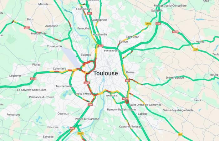 trafic intense sur le périphérique ouest de Toulouse, ce mercredi soir