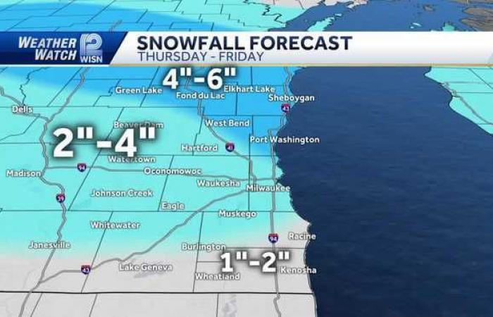 Prévisions de neige abondante et humide pour le Wisconsin : totaux plus élevés prévus au nord