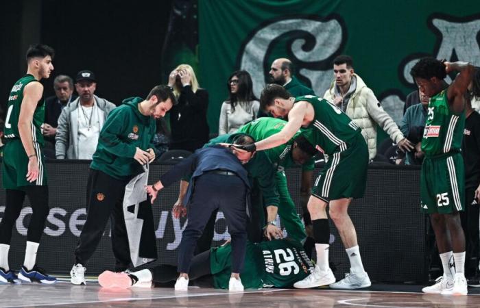 Jambe gauche cassée pour Matthias Lessort, images de sa terrible blessure en Euroligue