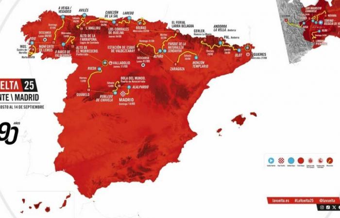 Départ d’Italie, passage en France… voici le parcours de la Vuelta pour son 90e anniversaire