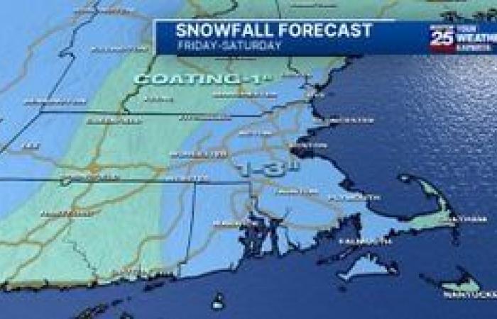 Dernière chronologie et carte des totaux attendus pour la neige arrivant dans la région de Boston