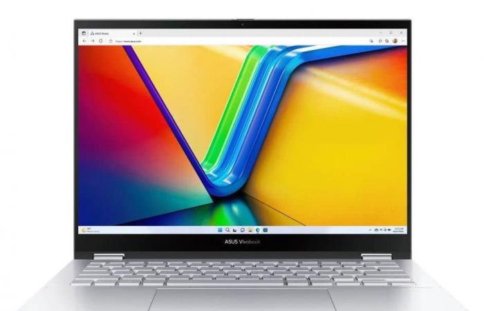 Promo 1049 € Asus VivoBook S 14 Flip TN3402YA-KN250W, PC portable 2-en-1 14″ OLED 2,8K tablette tactile Argent facile à transporter 8 heures Ryzen 7 SSD 1 To