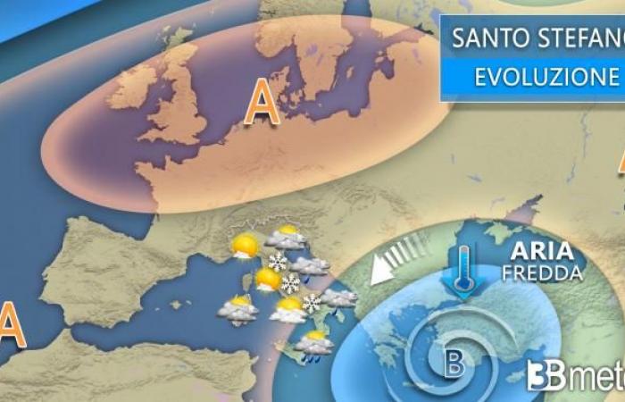 Réveillon, Noël et lendemain de Noël avec pluie, vent, froid et neige à basse altitude. Voici où « 3B Météo