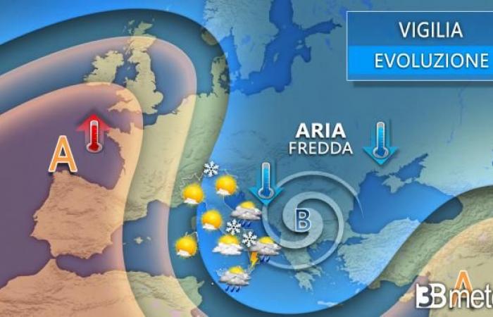 Réveillon, Noël et lendemain de Noël avec pluie, vent, froid et neige à basse altitude. Voici où « 3B Météo