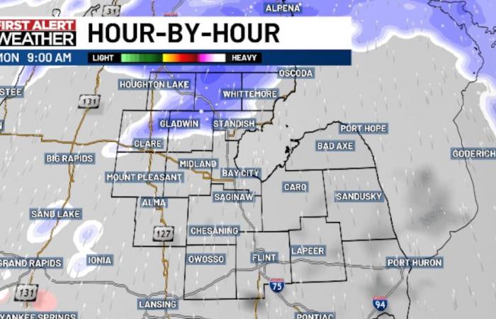 La neige revient lundi et des avis sont émis pour certaines parties du Mid-Michigan