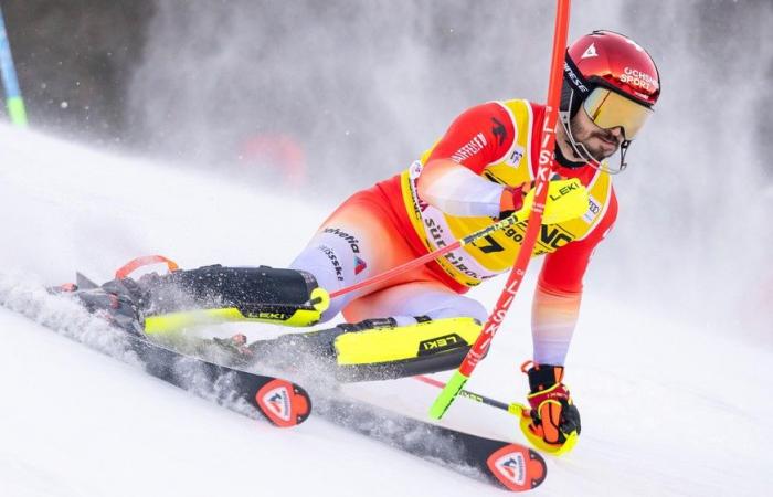 Loïc Meillard sur le podium du slalom d’Alta Badia – Haugan domine