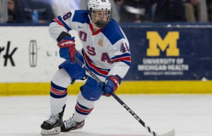 Le frère de Lane Hutson explose lors du premier match du Championnat du monde junior