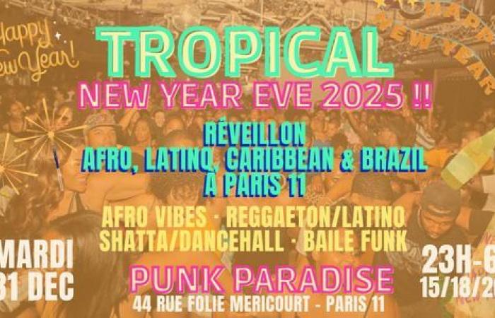 RÉVEIL TROPICAL DU NOUVEL AN 2025 !! Réveillon Afro, Latino, Caraïbes & Brésil – Le Punk Paradise – Paris, 75011