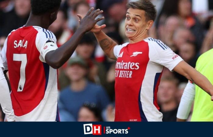 Leandro Trossard salué par son entraîneur à Arsenal