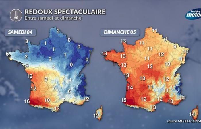 Hausse soudaine et spectaculaire des températures entre samedi et dimanche