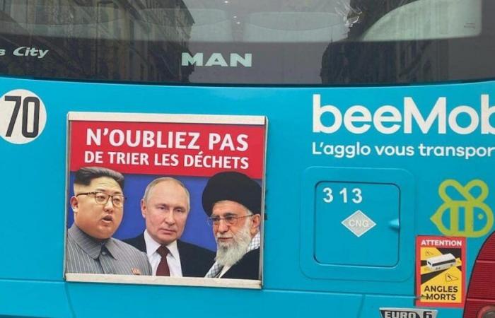 une affiche de la ville de Béziers représentant Vladimir Poutine, Kim Jong-Un et Ali Khamenei fait polémique