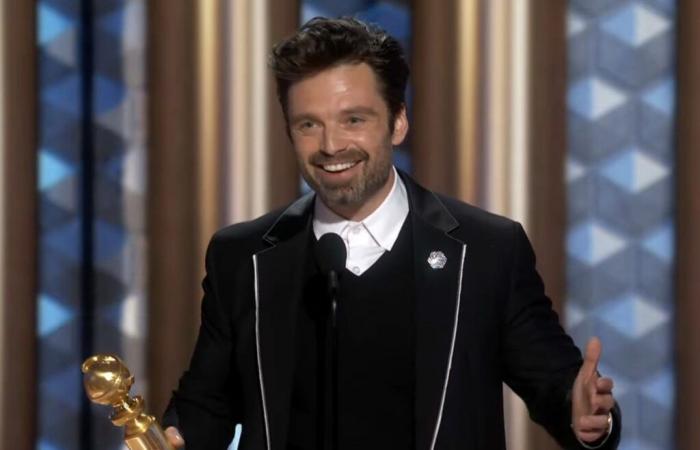 Sebastian Stan crie à sa petite amie Annabelle Wallis lors de sa victoire aux Golden Globes 2025