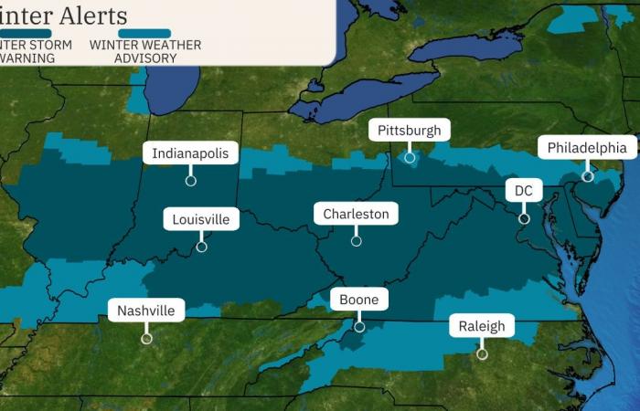 La tempête hivernale Blair apporte de fortes chutes de neige au centre de l’Atlantique