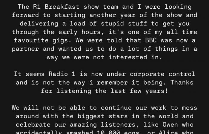 Greg James suscite la panique en déclarant bizarrement qu’il QUITTE l’émission Radio 1 Breakfast – mais il y a un rebondissement