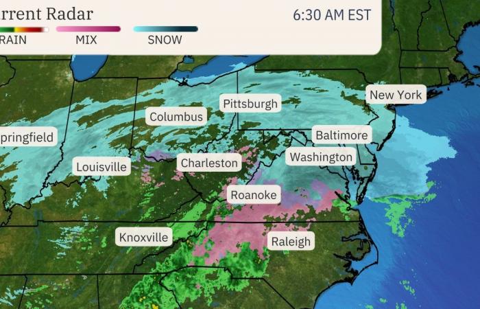 La tempête hivernale Blair apporte de fortes chutes de neige au centre de l’Atlantique