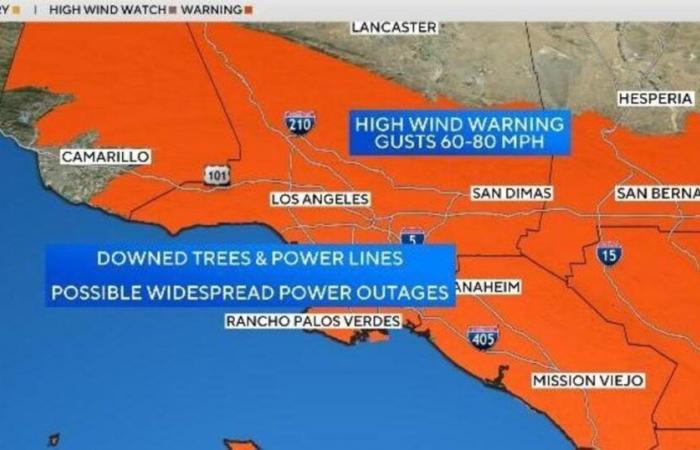 Les cartes des vents de Los Angeles montrent où de fortes rafales sont attendues