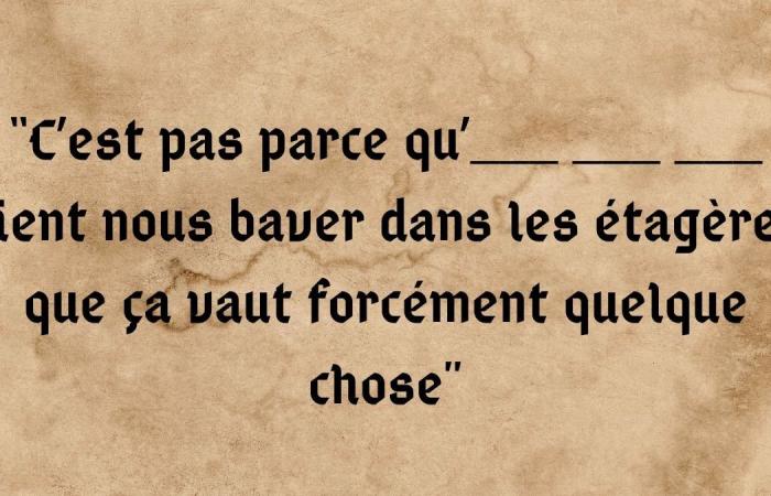 tu es le fils spirituel de Léodagan si tu parviens à compléter ces 15 lignes