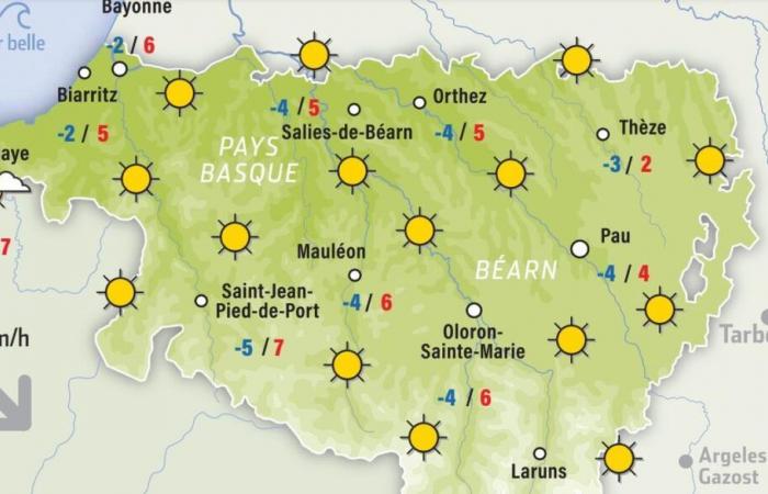 Prévisions Météo France pour ce lundi 13 janvier à Pau, en Béarn et au Pays Basque : soleil et froid