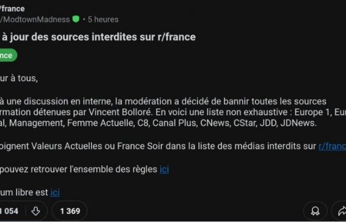 CNews, C8, JDD… Bolloré media now banned on Reddit France