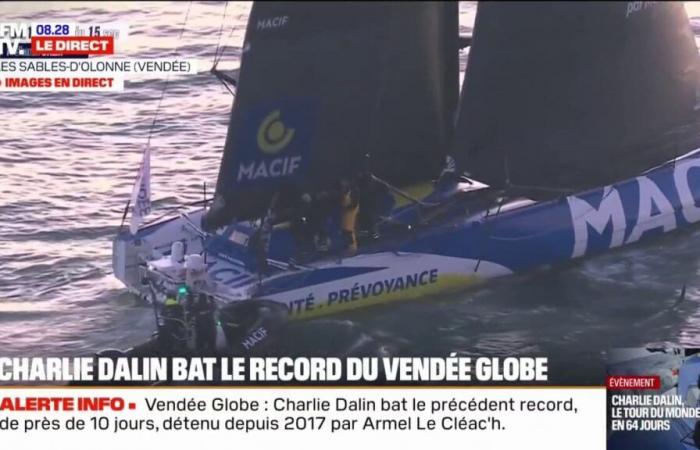 La famille de Charlie Dalin rejoint le skipper pour célébrer sa victoire, après 64 jours seuls