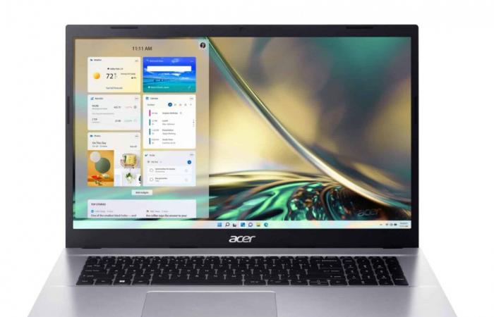 Soldes 549 € Acer Aspire 3 A317-54-50FQ, PC portable pas cher Argent grand format 17″ IPS Full HD sous Intel Core i5 performant en usage courant avec Ethernet