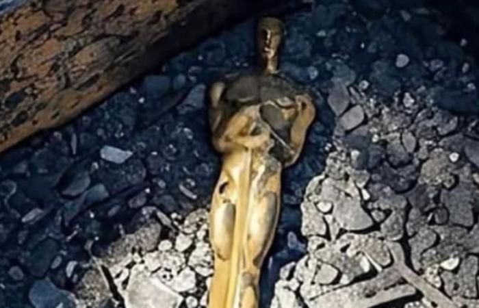 l’image d’un Oscar appartenant à Robert Redford sous les cendres est en effet générée par l’IA