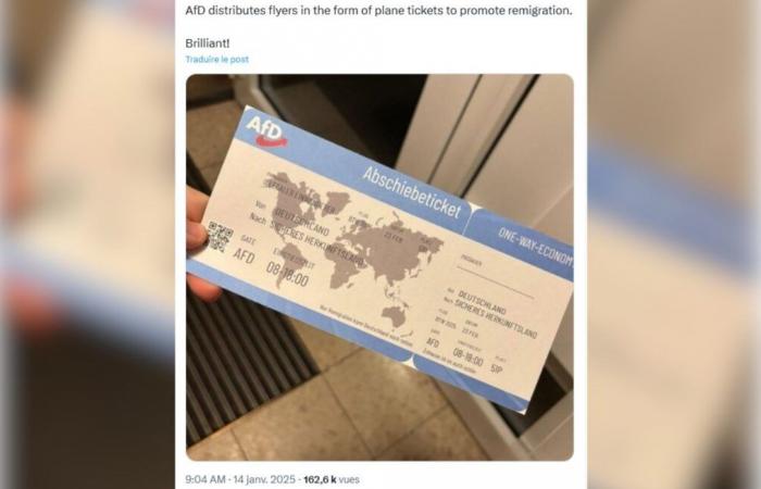 Oui, l’AfD a distribué des « tickets d’expulsion » pour promouvoir la « remigration »