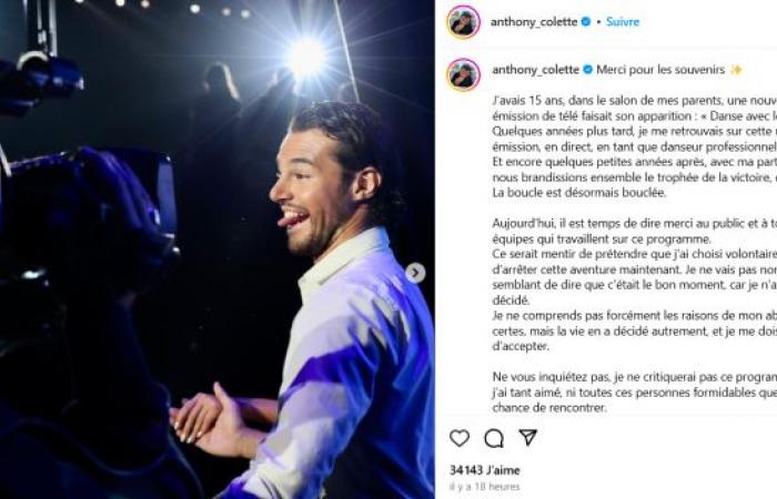 le danseur Anthony Colette annonce avoir été viré du spectacle