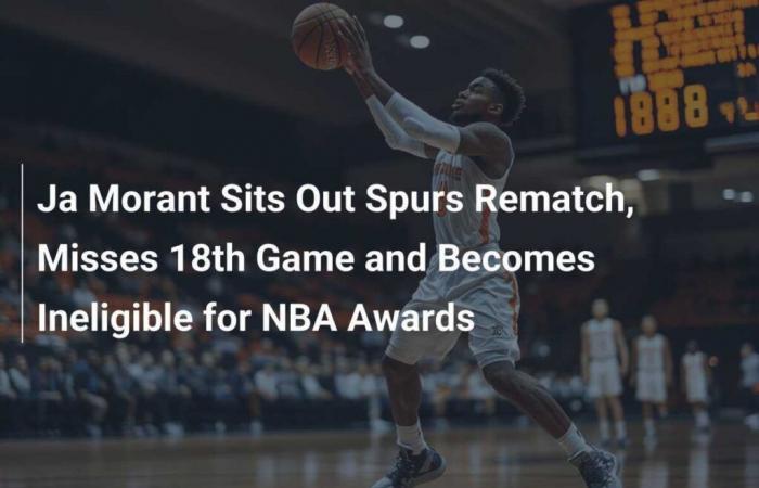 Ja Morant ne jouera pas le match retour contre les Spurs, absents pour la 18e fois et inéligibles aux récompenses NBA