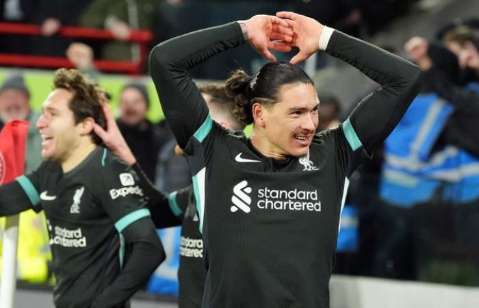 Brentford 0-2 Liverpool : Darwin Nunez marque deux fois dans les arrêts de jeu pour maintenir l’équipe d’Arne Slot sur la bonne voie pour le titre en Premier League