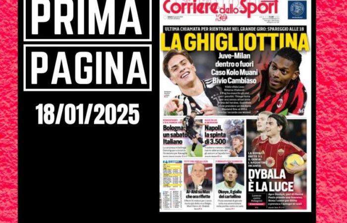 Une du Corriere dello Sport : Juventus-Milan entrant ou sortant